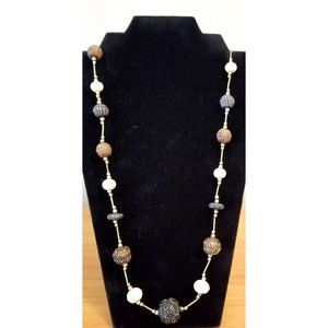 **SALE Vintage Antique Unique African Trade Beads Brass Wood Bone Necklace**